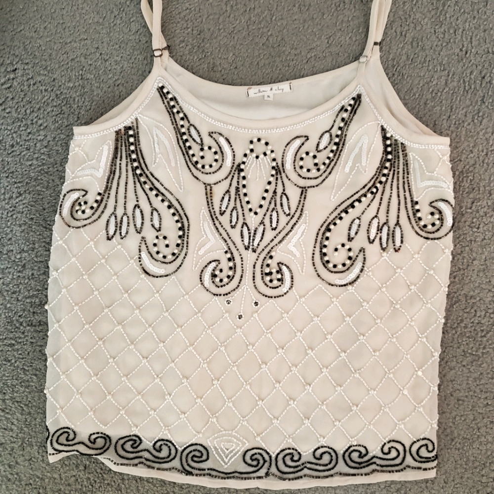 Dressy tank top with bead work and sequins